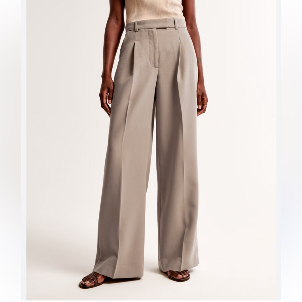 A&F Grey Stylish Wide-Leg Trousers